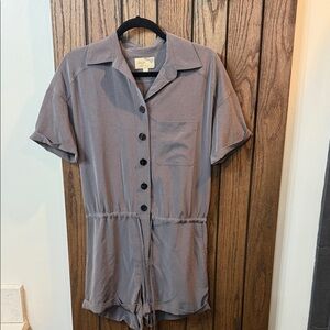 Elizabeth and James Charcoal Button-Up Romper